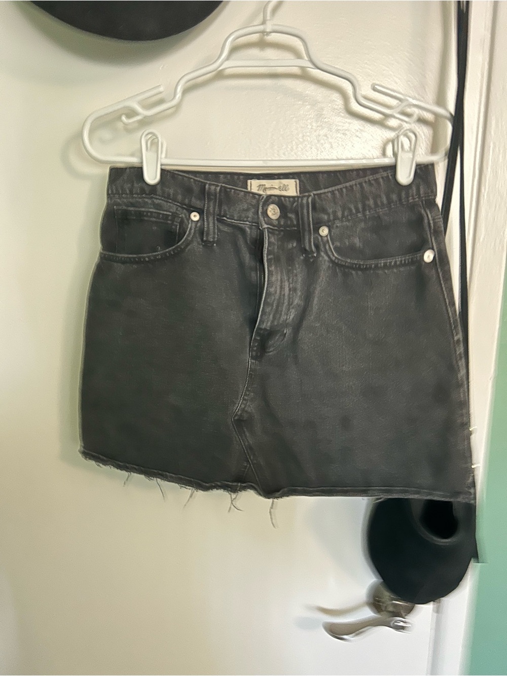 Madewell black washed denim mini skirt